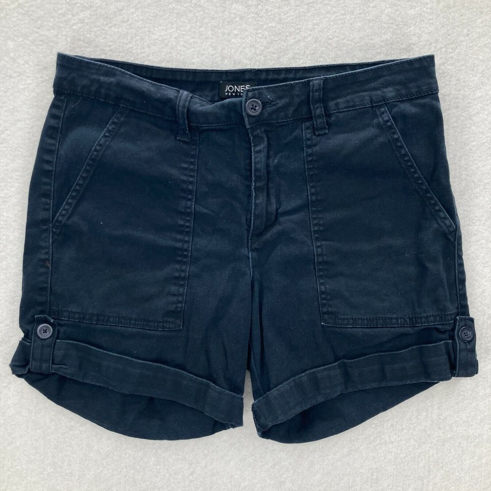 Jones New York Womens Size 8 Navy Blue‎ Cargo Utility Shorts Roll Up